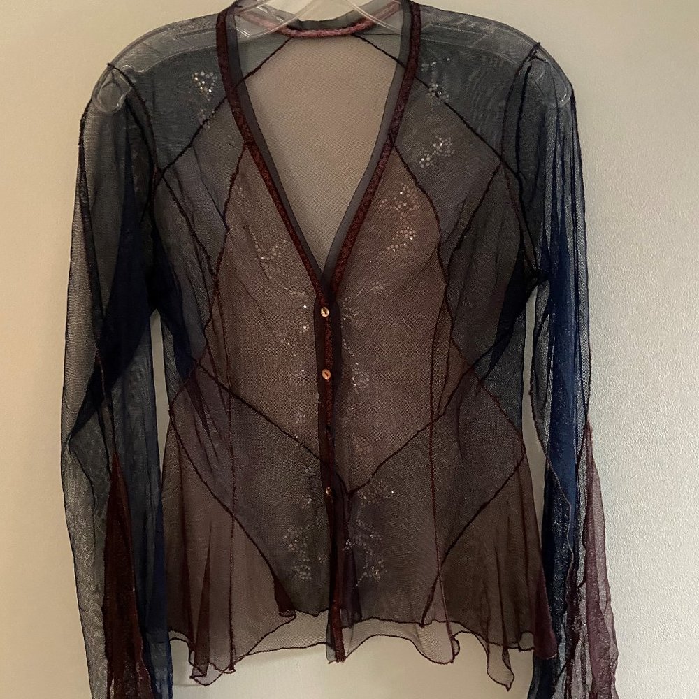 Rozae Nichols long sleeve sheer mesh cardigan